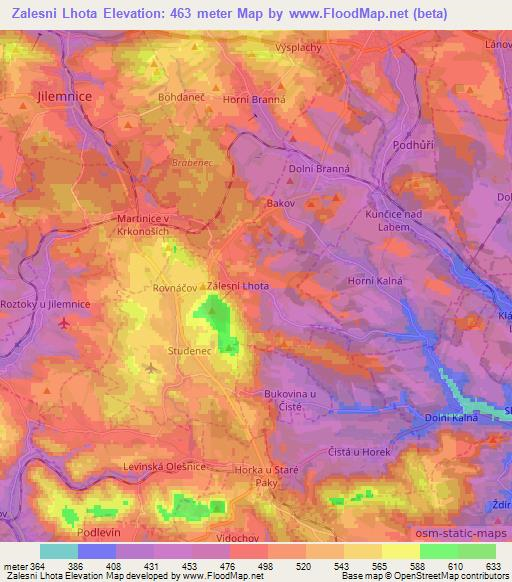Zalesni Lhota,Czech Republic Elevation Map