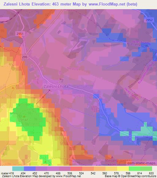 Zalesni Lhota,Czech Republic Elevation Map