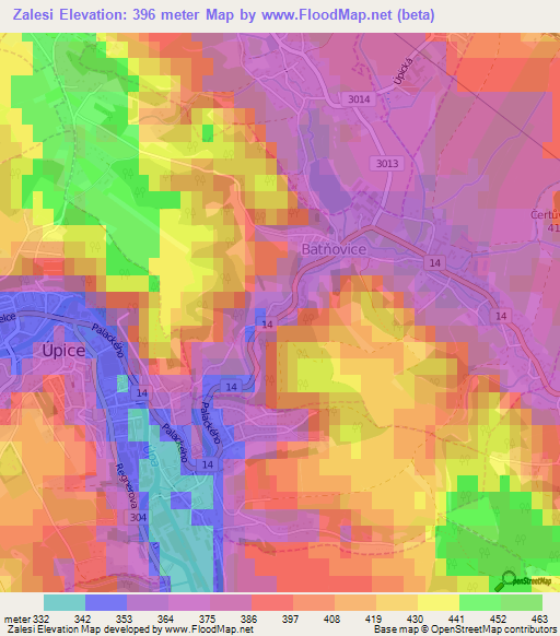 Zalesi,Czech Republic Elevation Map