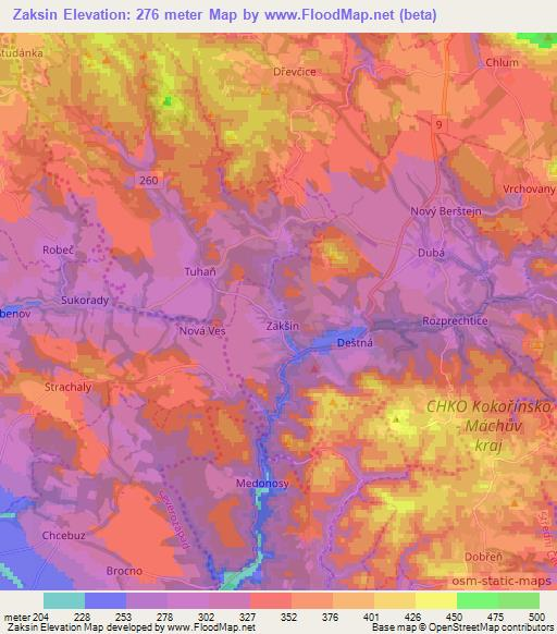 Zaksin,Czech Republic Elevation Map