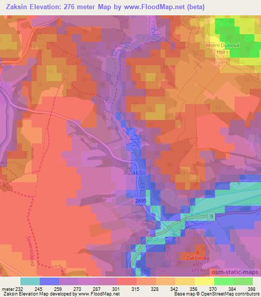 Zaksin,Czech Republic Elevation Map