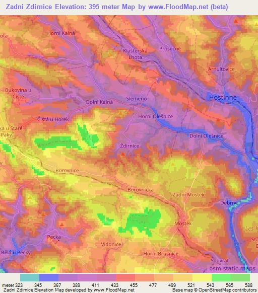 Zadni Zdirnice,Czech Republic Elevation Map