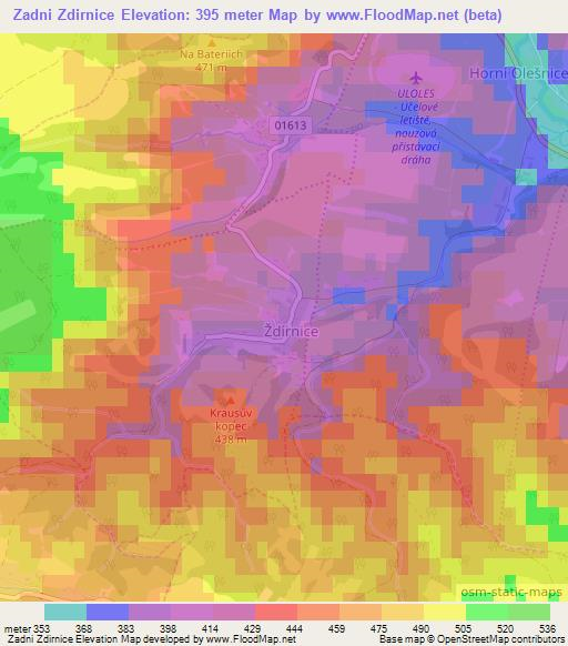 Zadni Zdirnice,Czech Republic Elevation Map
