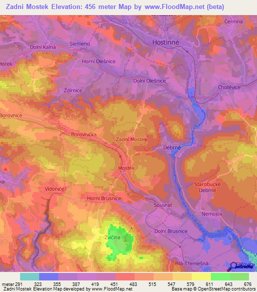 Zadni Mostek,Czech Republic Elevation Map