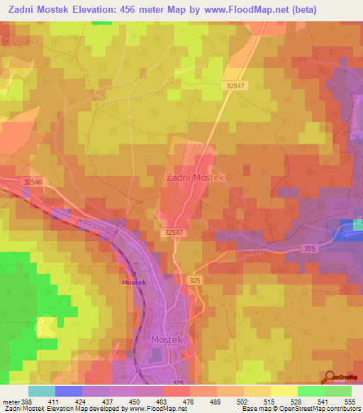 Zadni Mostek,Czech Republic Elevation Map