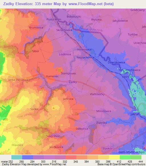 Zadky,Czech Republic Elevation Map