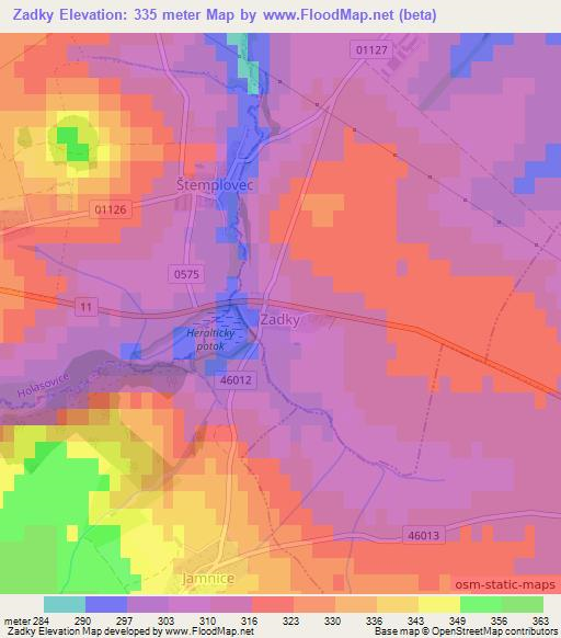 Zadky,Czech Republic Elevation Map