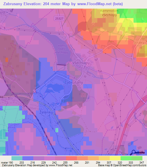 Zabrusany,Czech Republic Elevation Map