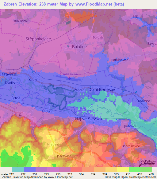 Zabreh,Czech Republic Elevation Map