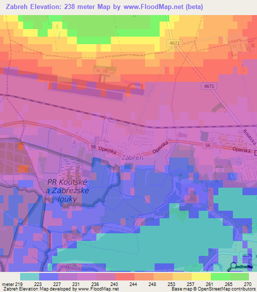 Zabreh,Czech Republic Elevation Map