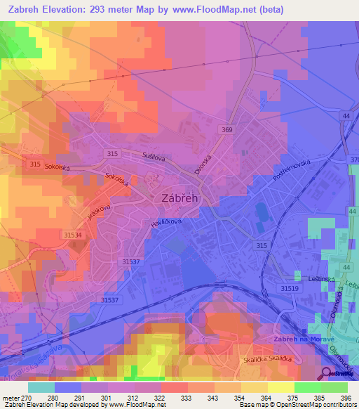 Zabreh,Czech Republic Elevation Map