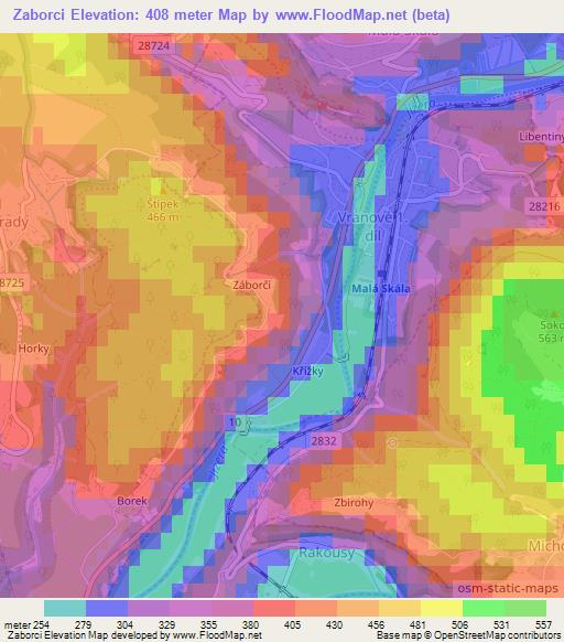 Zaborci,Czech Republic Elevation Map