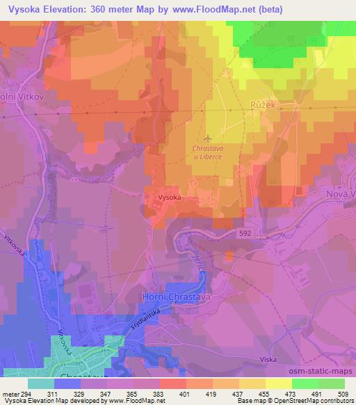 Vysoka,Czech Republic Elevation Map