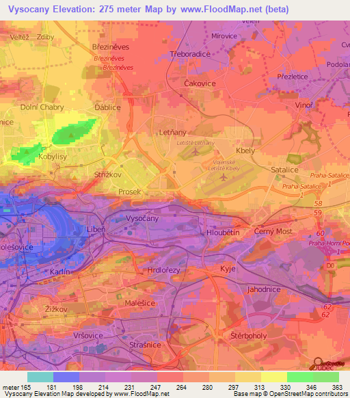 Vysocany,Czech Republic Elevation Map