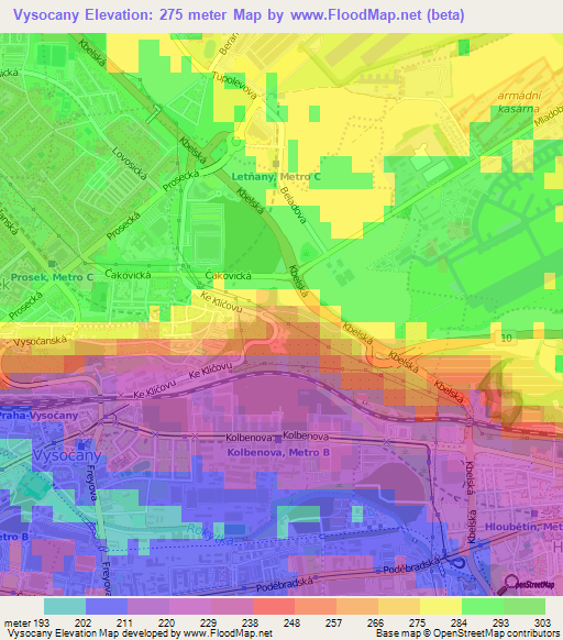 Vysocany,Czech Republic Elevation Map