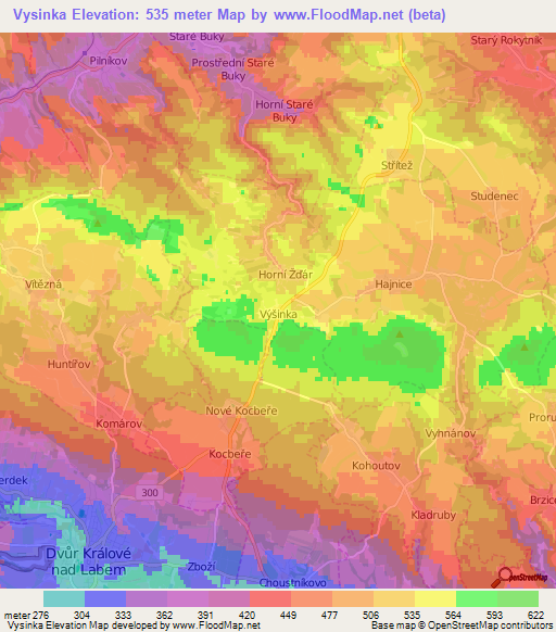 Vysinka,Czech Republic Elevation Map