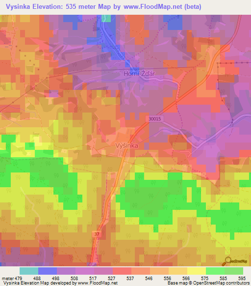 Vysinka,Czech Republic Elevation Map