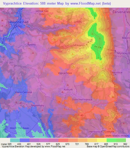 Vyprachtice,Czech Republic Elevation Map