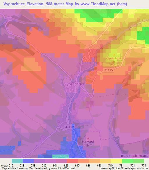 Vyprachtice,Czech Republic Elevation Map