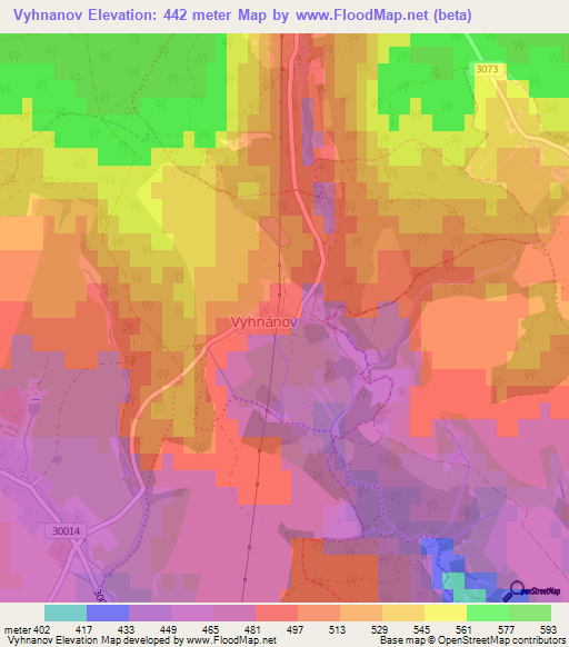 Vyhnanov,Czech Republic Elevation Map