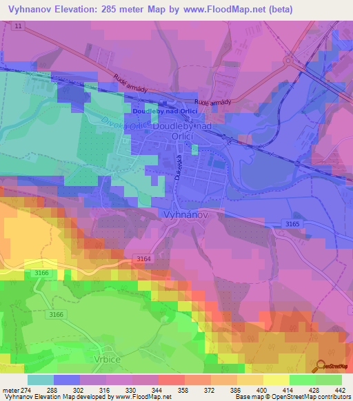 Vyhnanov,Czech Republic Elevation Map