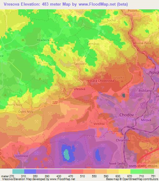 Vresova,Czech Republic Elevation Map