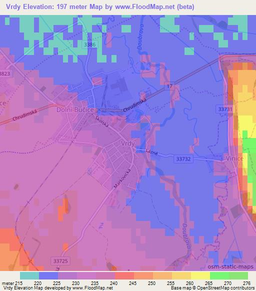 Vrdy,Czech Republic Elevation Map