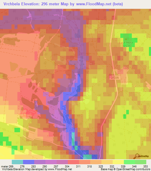 Vrchbela,Czech Republic Elevation Map