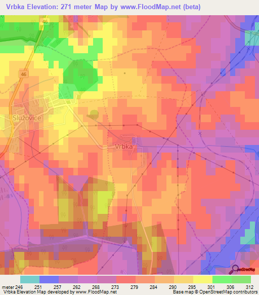 Vrbka,Czech Republic Elevation Map