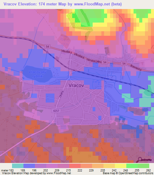 Vracov,Czech Republic Elevation Map