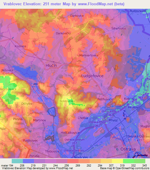 Vrablovec,Czech Republic Elevation Map