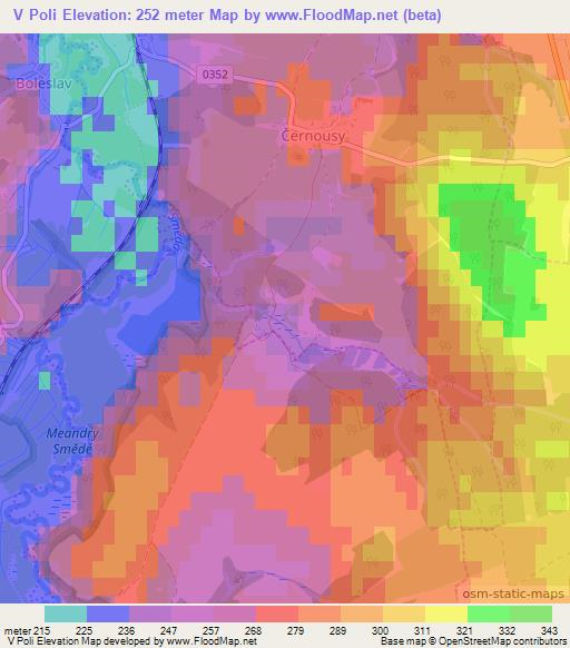 V Poli,Czech Republic Elevation Map