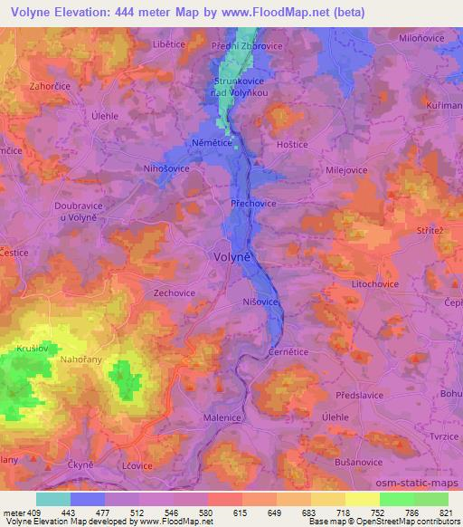 Volyne,Czech Republic Elevation Map