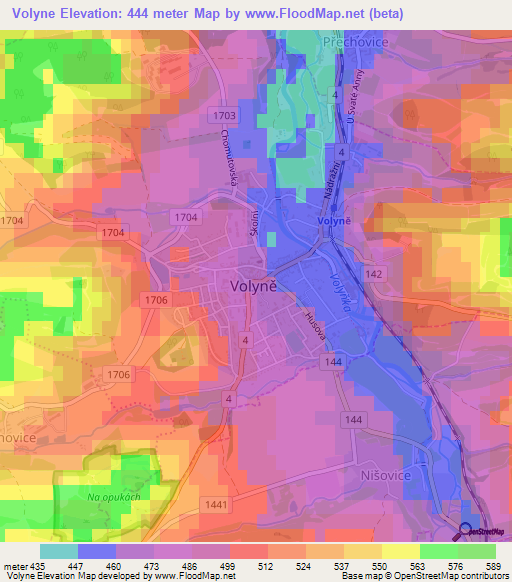 Volyne,Czech Republic Elevation Map