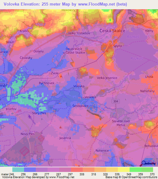 Volovka,Czech Republic Elevation Map