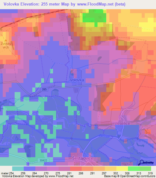 Volovka,Czech Republic Elevation Map