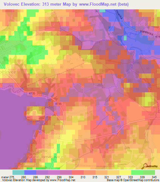 Volovec,Czech Republic Elevation Map