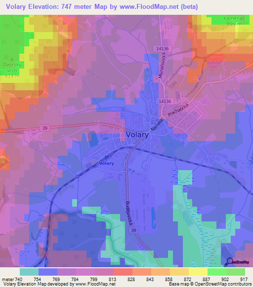Volary,Czech Republic Elevation Map