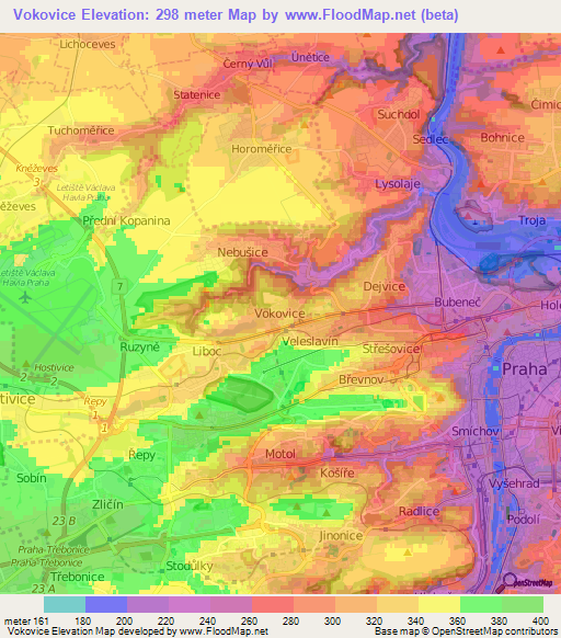 Vokovice,Czech Republic Elevation Map