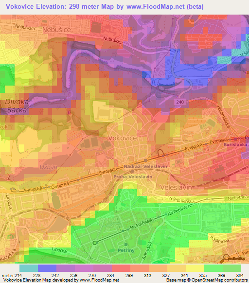 Vokovice,Czech Republic Elevation Map
