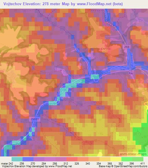 Vojtechov,Czech Republic Elevation Map