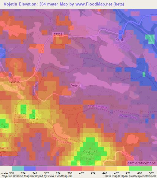 Vojetin,Czech Republic Elevation Map