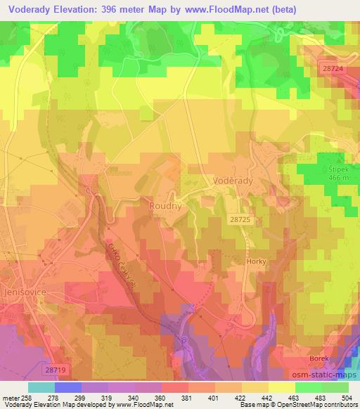 Voderady,Czech Republic Elevation Map