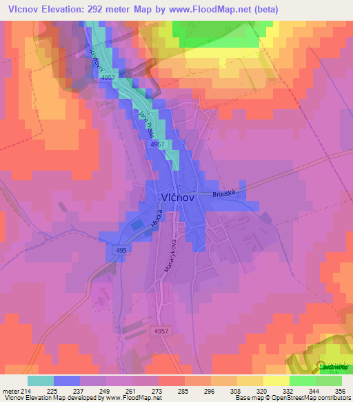 Vlcnov,Czech Republic Elevation Map