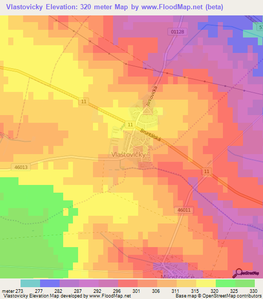 Vlastovicky,Czech Republic Elevation Map