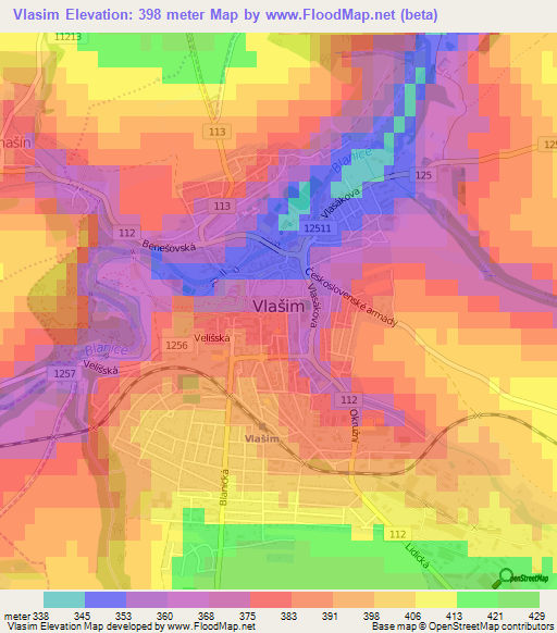 Vlasim,Czech Republic Elevation Map