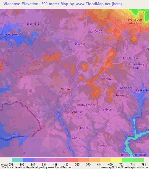 Vlachove,Czech Republic Elevation Map