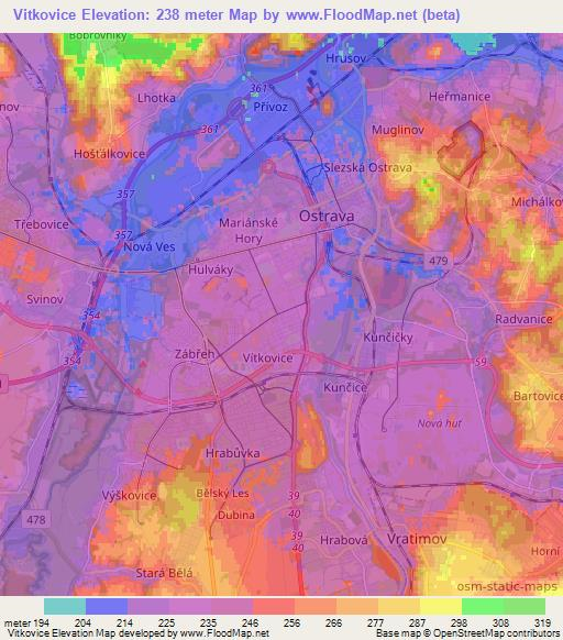 Vitkovice,Czech Republic Elevation Map