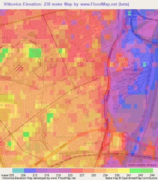 Vitkovice,Czech Republic Elevation Map