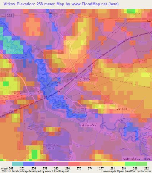 Vitkov,Czech Republic Elevation Map